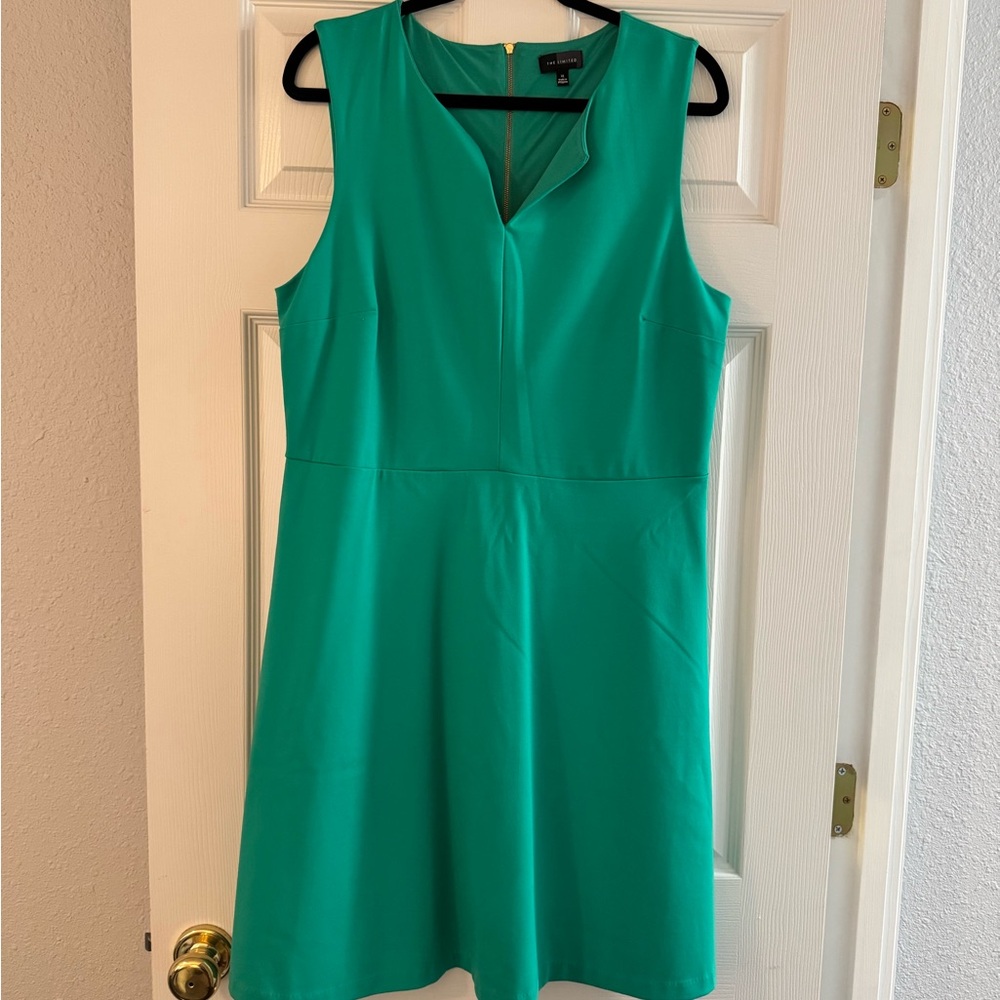 The Limited Green A-Line Mini Dress V-Neck Sleeveless